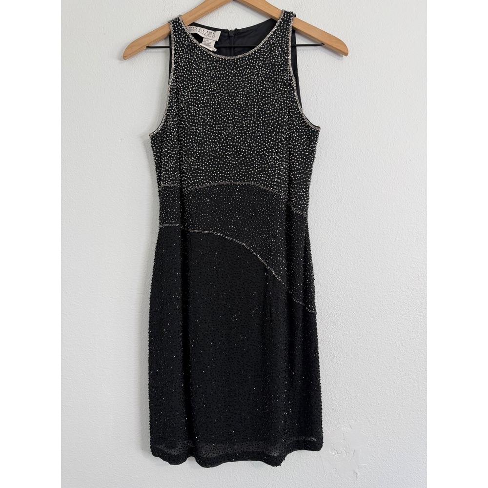 Vintage Niteline Dellaโ Roufogali - Silk Beaded Cocktail Dress Black Ombre